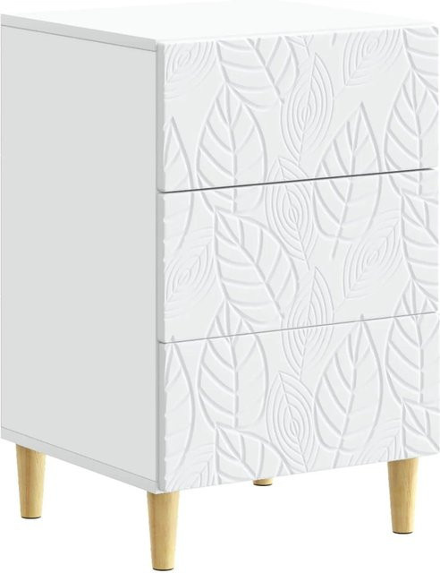 vidaXL Nachttisch Weiß mit Soft-Close-Schubladen aus Holzwerkstoff und Eukalyptus, B/T/H: 43 x 39,5 x 66,5 cm - Bild 1