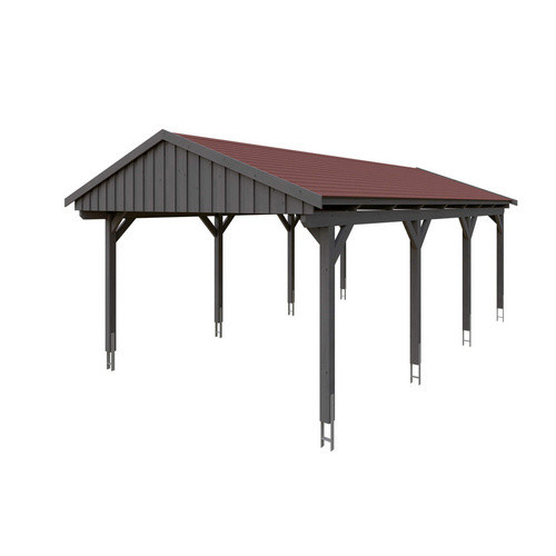 Skan Holz Carport Fichtelberg aus Fichte mit grauen Dachschindeln und spitzer Dachform, B/T: 423 x 808 cm, Höhe: 326 cm - Bild 3