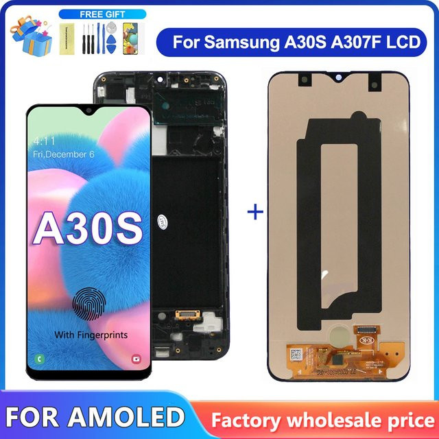 Samsung AMOLED LCD Display mit Touchscreen Digitizer Montage für Samsung A30s A307F A307G A307YN in Schwarz - Bild 1