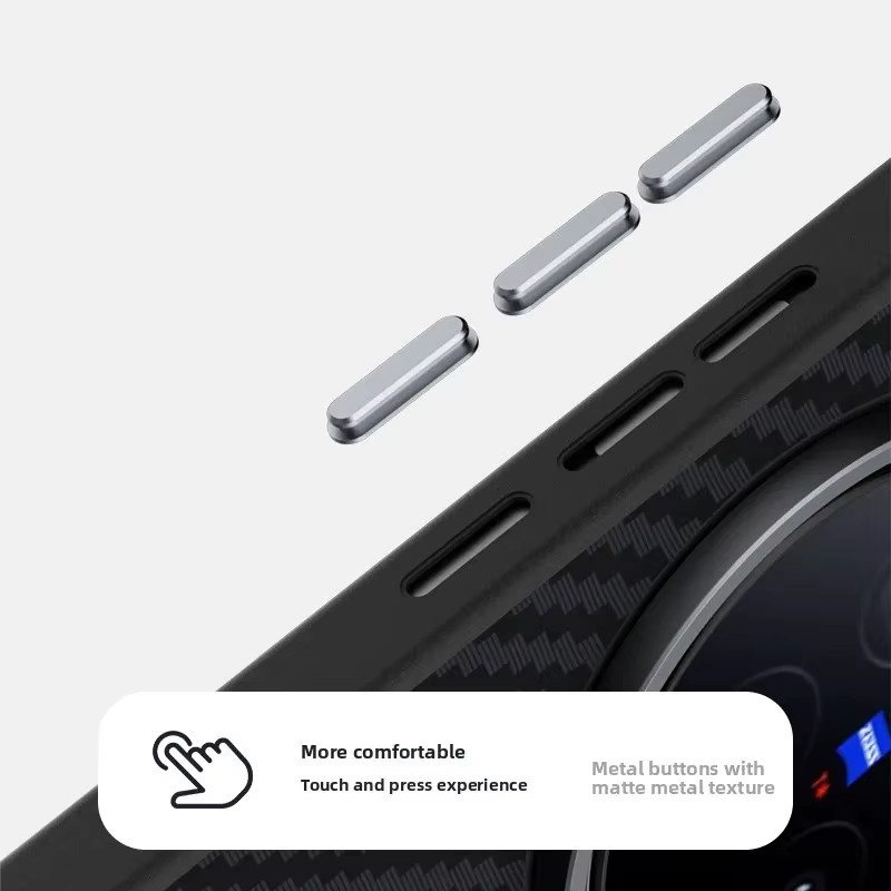 Magnetische Anti-Drop-Schutzhülle mit Kohlefasermuster für VIVO X300 Ultra Pro, X200s, X200 Pro und Mini in Schwarz mit Unterstützung für kabelloses Laden - Bild 3