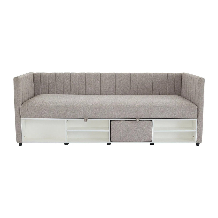 Sofabett Laozia in Taupe mit Schlaffunktion und Armlehnen aus Stoff, Breite: 213 cm - Bild 2