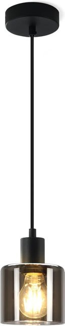 NETTLIFE Pendelleuchte Vintage aus Eisen und Glas in Schwarz, Durchmesser: 11 cm, E27, max. 40 W - Bild 1