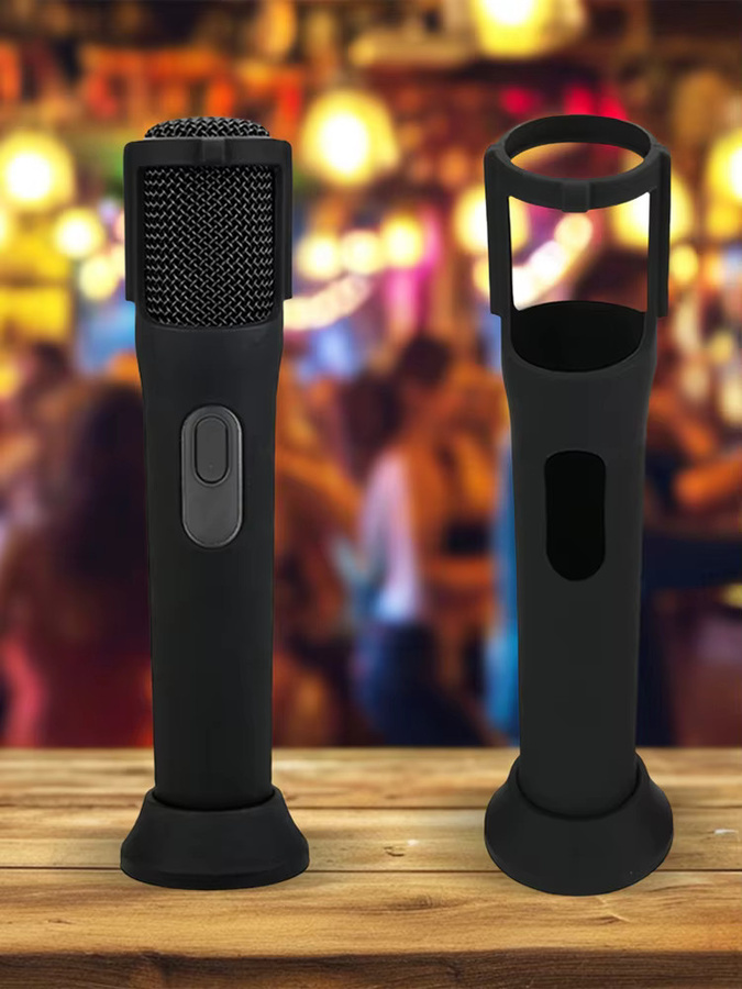 ALLOET Silikonhülle für JBL PartyBox Drahtloses Mikrofon in Blau mit Anti-Roll-Schutz und Mikrofonständer-Funktion - Bild 4