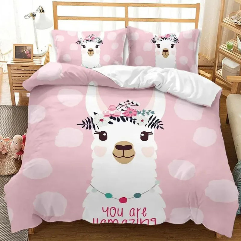 Lodestar Bettwäsche-Set mit Lama-Motiv in Türkis, 2-teilig aus Polyester, B/H: 70 x 133 cm - Bild 3