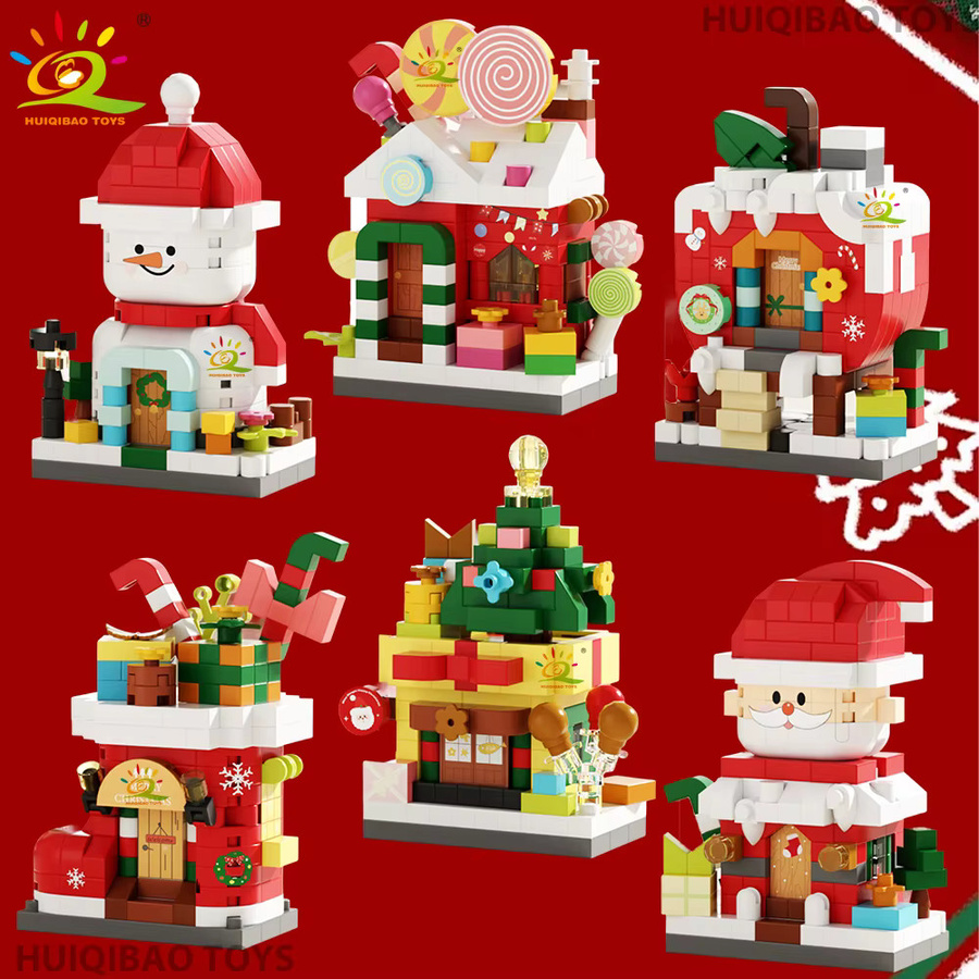 HUIQIBAO Weihnachten Dessert Haus Baum Santa Claus, Modell Baustein, DIY Ziegel Spielzeug - Bild 3