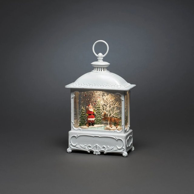 Konstsmide LED-Wasserlaterne Weihnachtsmann mit Elch in Weiß mit warmweißem Licht, B/H/T: 8,6 x 30 x 18 cm - Bild 1