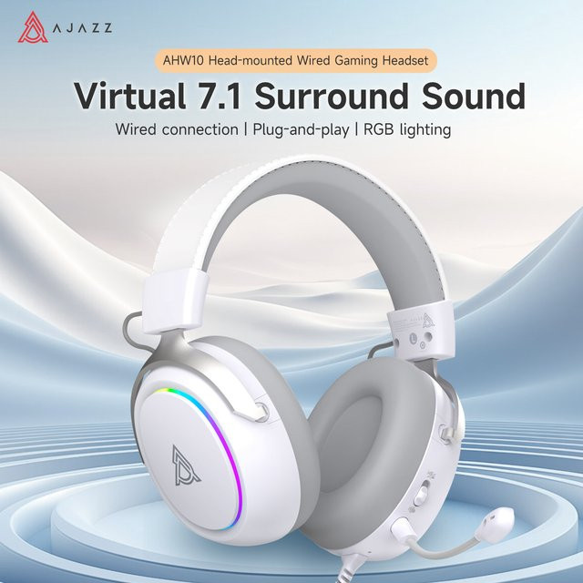 Ajazz AHW10 Gaming-Headset mit Kabel, RGB-Beleuchtung, Schwarz/Multicolor - Bild 1