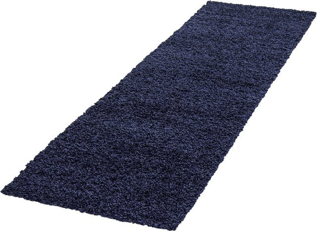 Hochflorteppich RHEIN von Kadima Design, einfarbig, Blau, B: 80 cm, T: 250 cm, H: 3 cm - Bild 1