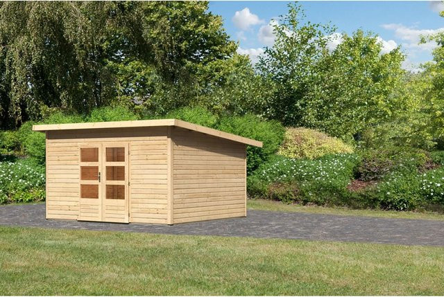 Karibu Holz-Gartenhaus Karlskoga 5 mit Pultdach in Braun, B/T: 365 x 365 cm - Bild 1