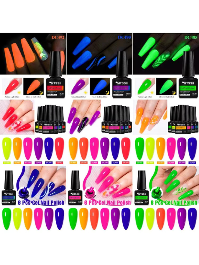 MTSSII Gel-Nagellack, 6 Stück, fluoreszierend, glänzend - Bild 6