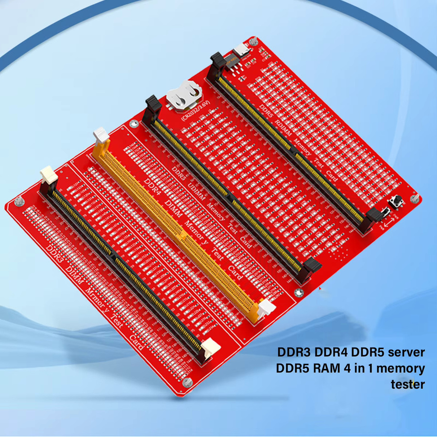 WALFRONT 4-in-1 RAM-Speicher-Testgerät für Desktop-Computer DDR3 DDR4 DDR5 UDIMM DDR5 RDIMM Diagnose-Analysator mit Beleuchtung in Rot - Bild 2