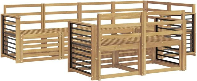 vidaXL Outdoor-Sofagarnitur 7-teilig in Weiß aus Akazienholz mit modernem L-Shape Design, B/T/H: 247 x 128,5 x 73 cm - Bild 1