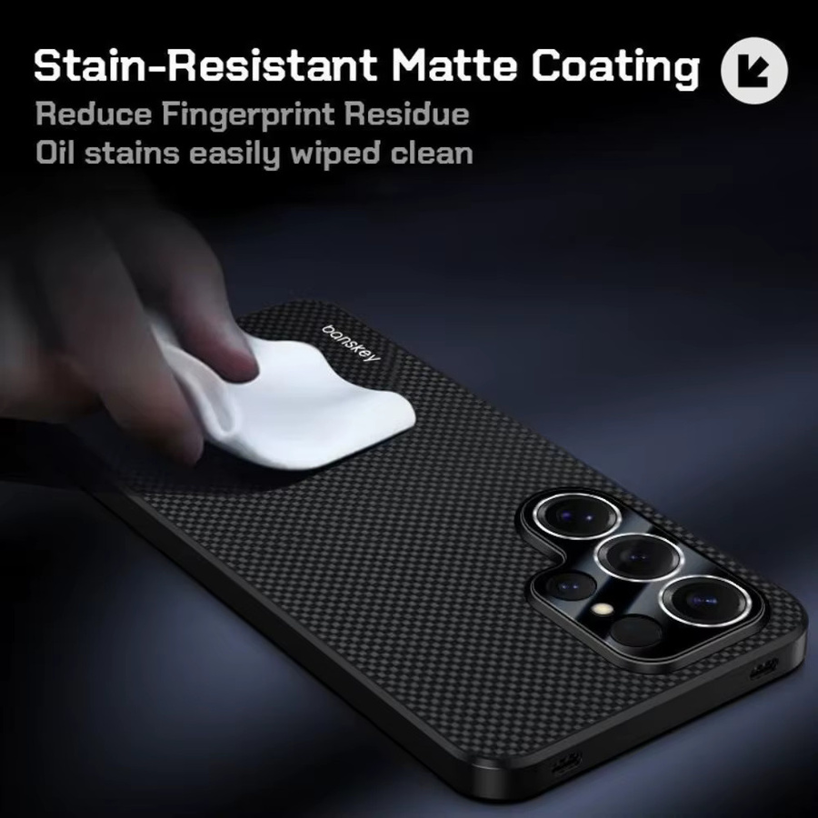 Klassische Kevlar-Carbonfaser-Schutzhülle für Samsung Galaxy S26 S25 S24 S23 Plus Ultra in Schwarz und Rot mit matter Textur - Bild 1