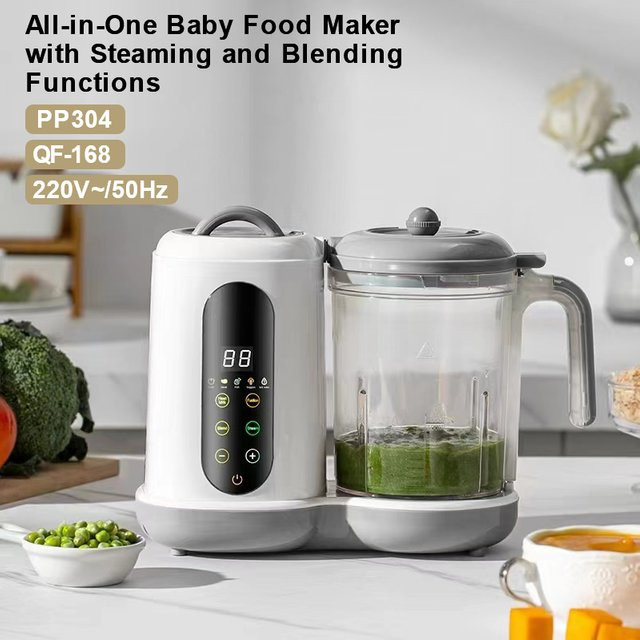 TKKEACE Multifunktionale Babynahrungsmaschine als All-in-One Küchenmaschine zum Dämpfen, Rühren und Warmhalten in Weiß, Grau oder Silber - Bild 1