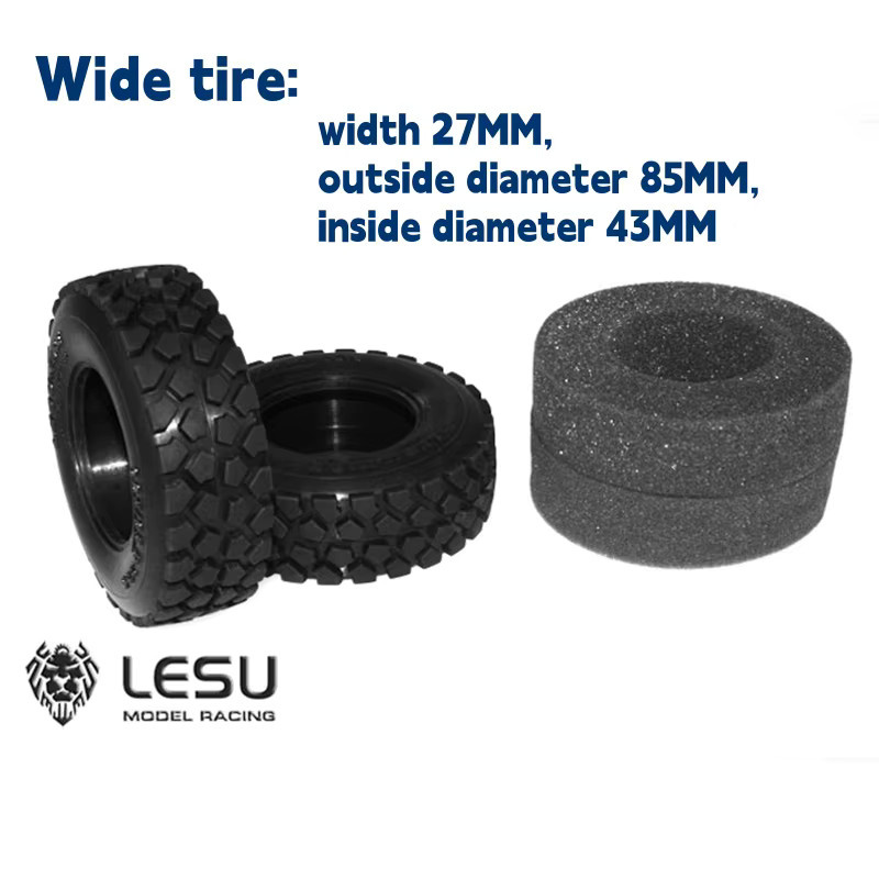 LESU RC Truck Reifenmodell Zubehör, 2-teiliges Set, 1:14, Gummi, Schwarz - Bild 2