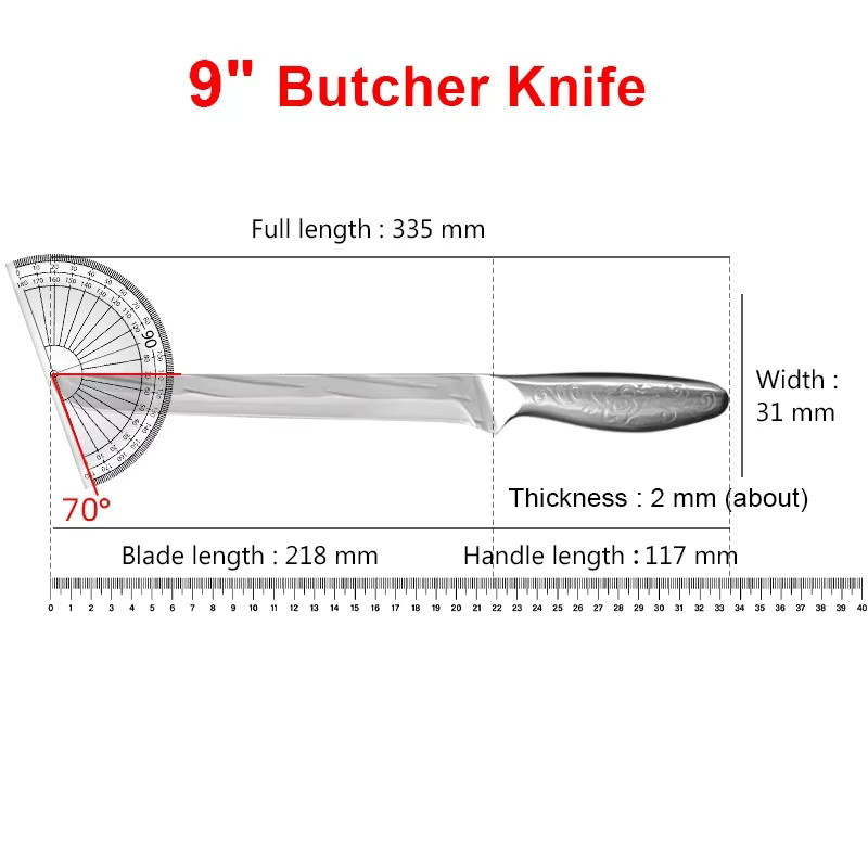 GuanQi Chefmesser aus Edelstahl in Silber für Fleisch, Obst, Gemüse und Fisch - Bild 2