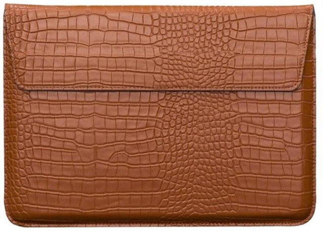 TOP MALL-005 Laptop-Tasche aus Leder im Umschlag-Design mit Magnetverschluss für 13-Zoll Notebooks in Braun - Bild 1