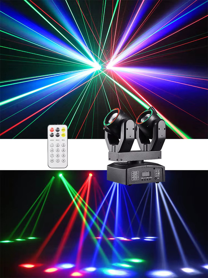 Ybeiyuan Doppel Kopf Moving Head Strahl Licht mit Blende und Fernbedienung DMX512 in Schwarz - Bild 6