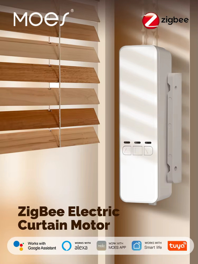 MOES Tuya Zigbee Elektrischer Vorhangmotor für Kettenrollos mit Lithiumbatterie, Smart Shade Drive in Weiß, App-Steuerung kompatibel mit Alexa und Google Home - Bild 5