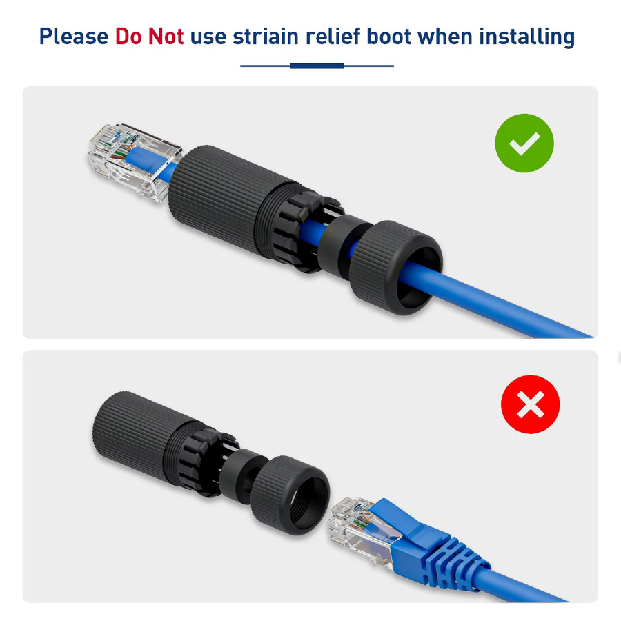 ZoeRax RJ45 Wasserdichter Koppler IP68 CAT6 CAT5E CAT5 Buchse auf Buchse Ethernet LAN Kupplungsstecker für den Außenbereich in Schwarz - Bild 3