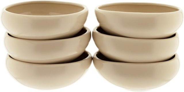Almina Wave Biscuit 6er-Set Müslischalen aus Porzellan in Beige, Durchmesser: 12 cm, Höhe: 4,5 cm - Bild 1