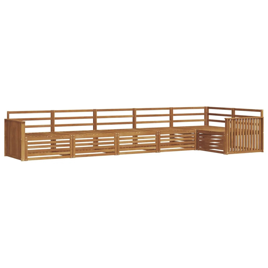 vidaXL Outdoor-Sofagarnitur aus Massivholz Akazie in Natur Braun, 6-teiliges L-Shape Gartenmöbel-Set - Bild 2