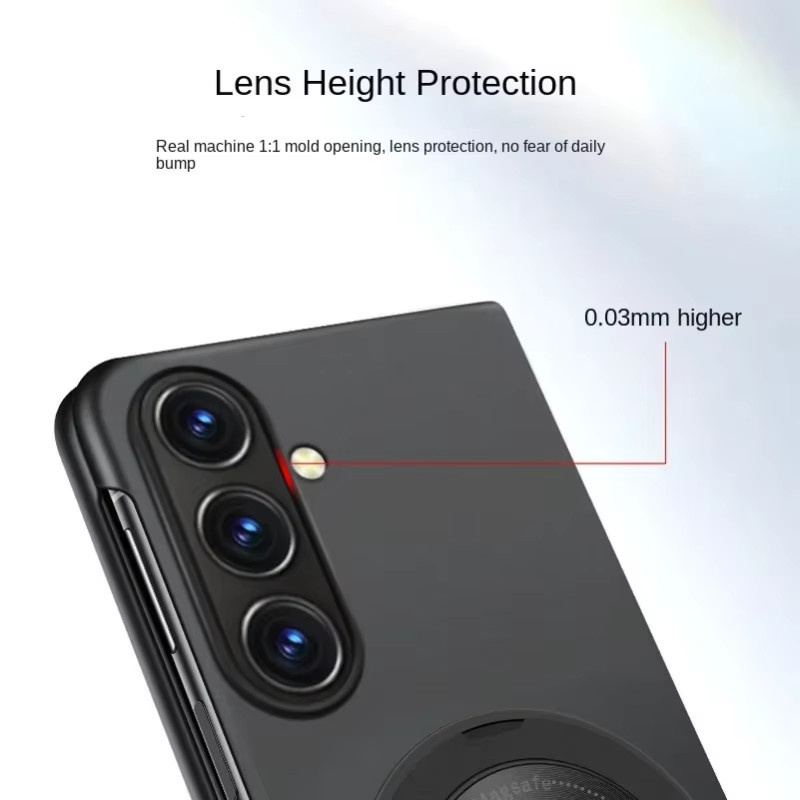 Busine Magnetische Stoßfeste Schutzhülle für Samsung Galaxy Z Fold 8 7 6 5 4 3 mit Drehbaren Metallhalter und Befestigungsring in Schwarz - Bild 4