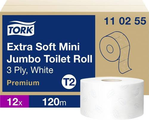 Tork Mini Jumbo Toilettenpapier Premium Weiß, 3-lagig, 12 Rollen - Bild 1