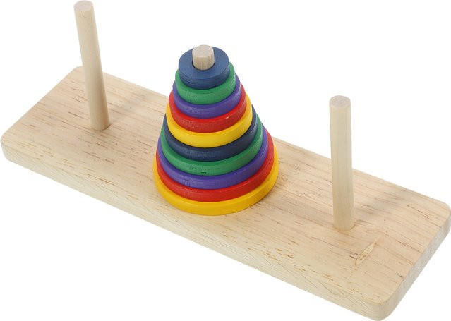 iBaseToy Buntes Hölzernes Hanoi-Turm-Puzzle, Brettspiel, 1-teiliges Set - Bild 1