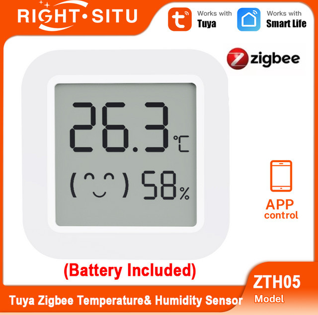 RightSitu Tuya ZigBee Temperatur-Feuchtigkeitssensor mit Mini-LCD-Bildschirm in Weiß für Smart Home mit Alexa und Yandex SmartLife - Bild 1