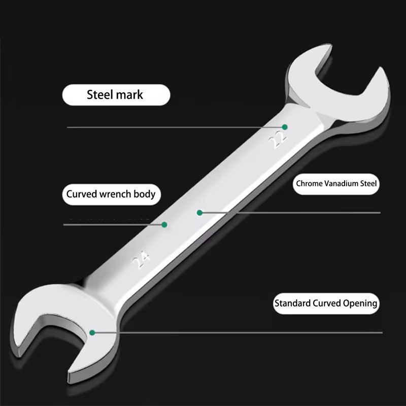 AXE SHAN Doppelendiger Gabelschlüssel aus Chrom-Vanadium in Silber, 6-32 mm - Bild 3