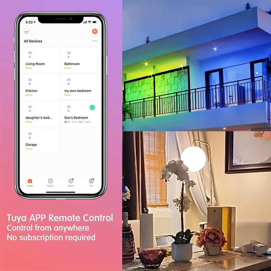 Excellux Smart LED Glühbirne E27 mit Zigbee, Tuya und WiFi, RGB+WW+CW, 18W, kompatibel mit Amazon Alexa und Google Assistant - Bild 3