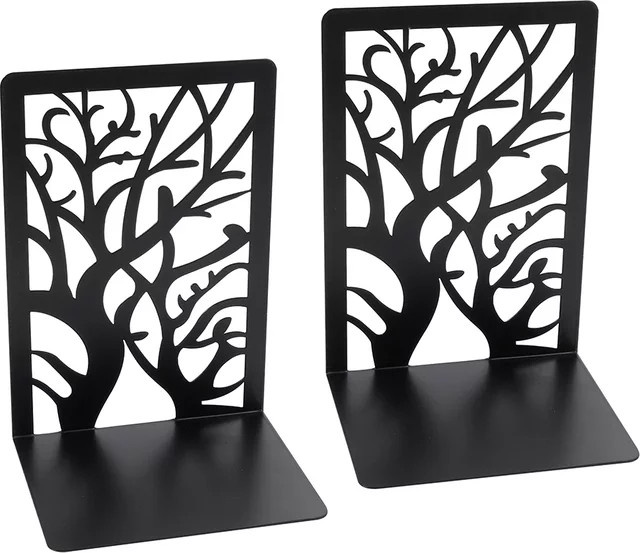 Dekorative Metall Buchstützen in Baum-Optik für deinen Schreibtisch, Farbe: Schwarz - Bild 1