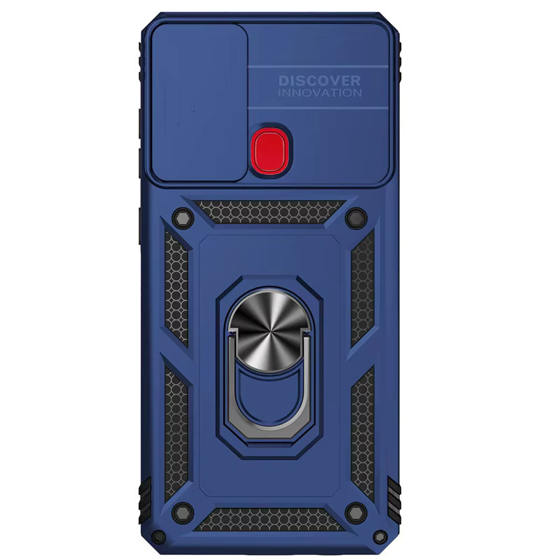 Magnetische Schutzhülle für Samsung Galaxy A21s mit Ring-Ständer und Kameraschutz in Rot oder Blau - Bild 3