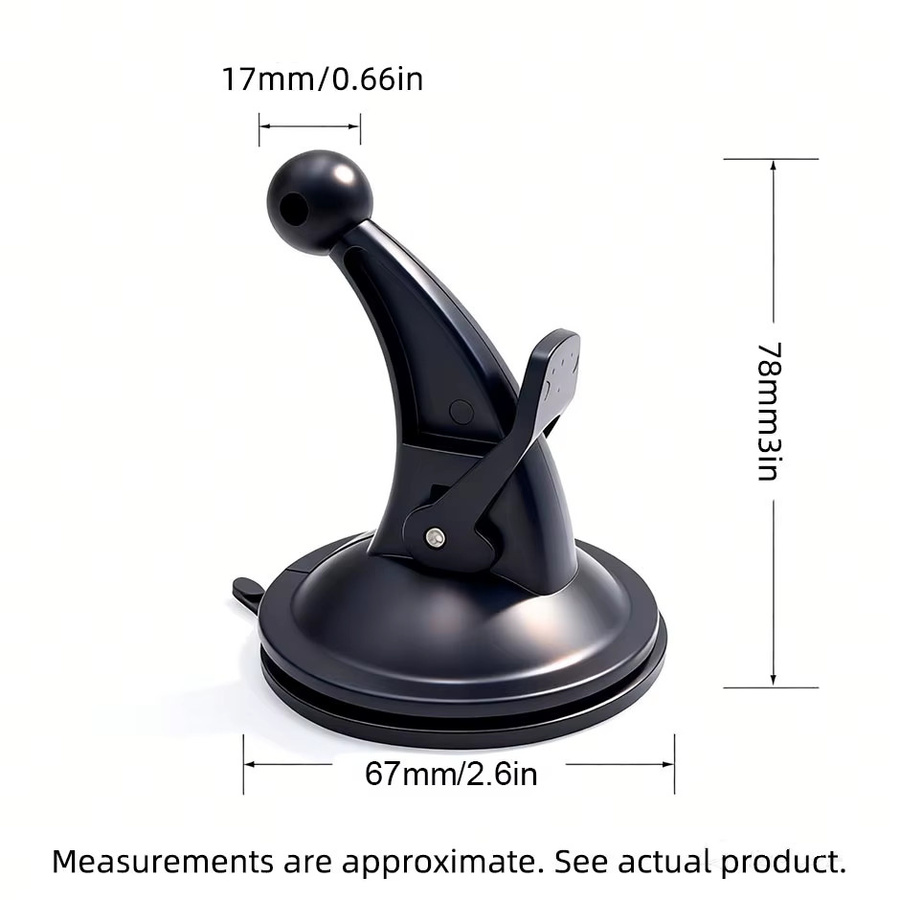 Kugelkopf-Saugnapfhalterung in Schwarz für Windschutzscheibe und Armaturenbrett, passend für Garmin GPS-Navigatoren und Smartphones, 17mm Kugelkopf - Bild 2