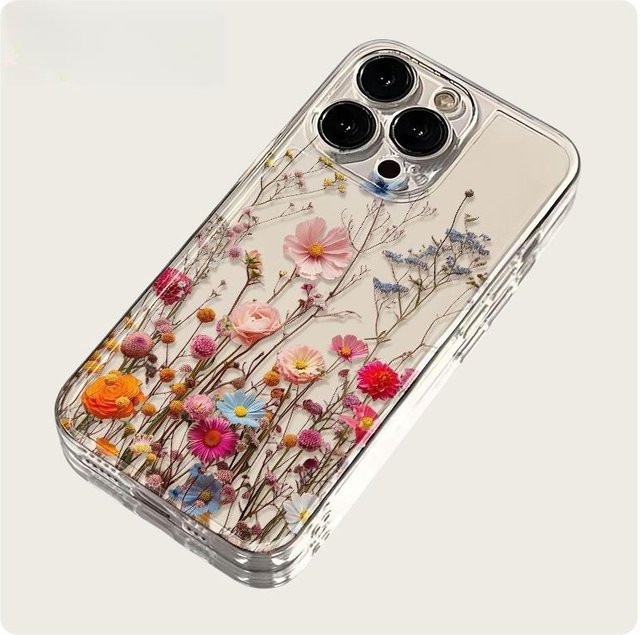 Transparente iPhone Handyhülle mit floralem Blumenmuster für Apple iPhone 17 16 15 14 13 12 11 Pro Max Plus und Air - Bild 1