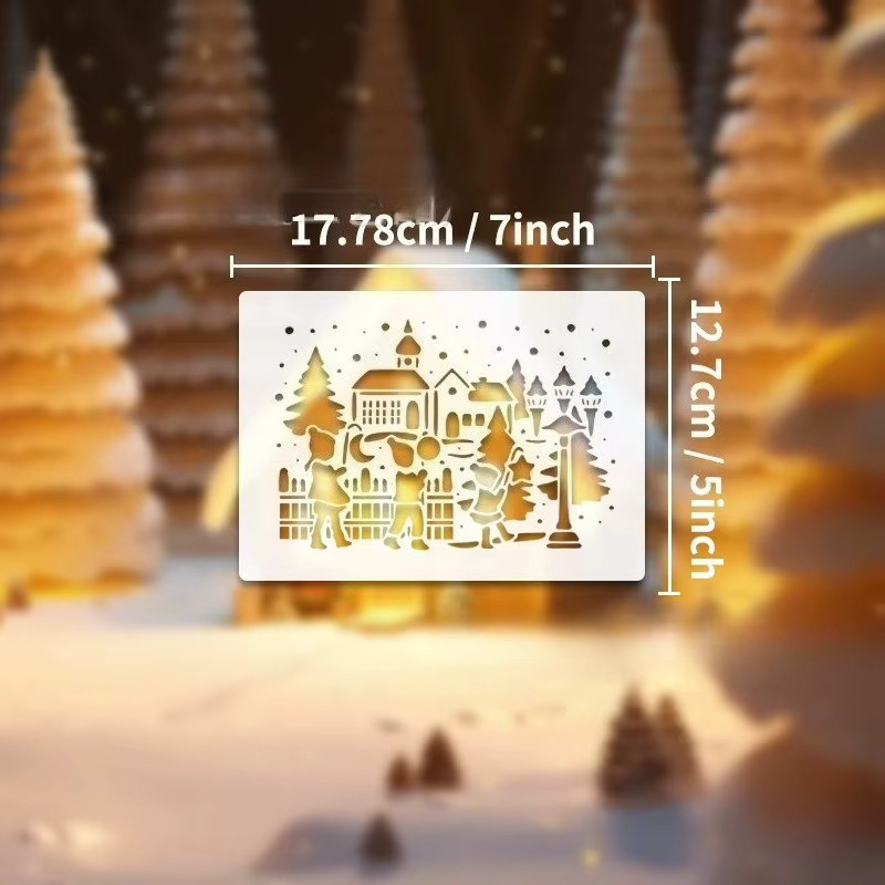 Bview Art Weihnachtsschablonen zum Malen, 9 Stück wiederverwendbare Bastelvorlagen aus Kunststoff für DIY-Projekte und Kunstarbeiten - Bild 2