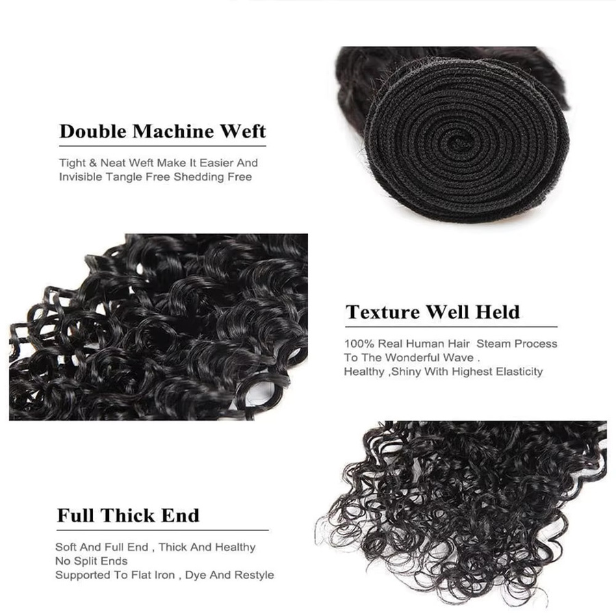 SHES BEAUTY Echthaar-Bündel Kinky Curly Brasilianisch, Schwarz, 50g - Bild 3