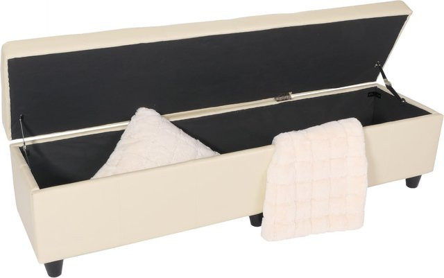 MCW Sitzbank Arezzo XXL mit Aufbewahrung aus Leder in Creme, B/T/H: 180 x 45 x 45 cm - Bild 1