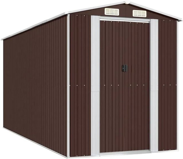 vidaXL Geräteschuppen aus verzinktem Stahl in Dunkelbraun, B/T/H: 440 x 192 x 223 cm - Bild 1