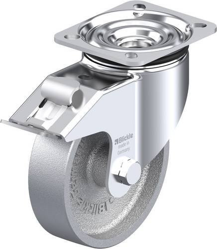 Blickle LIK-G 125G-1-FI Lenkrolle mit Feststeller, silber, Durchmesser: 125 mm, Tragfähigkeit: 350 kg - Bild 1