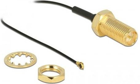 Delock WLAN-Antennen Anschlusskabel mit RPSMA-Buchse und IPEX-Stecker in Schwarz, Länge: 0,35 m - Bild 1