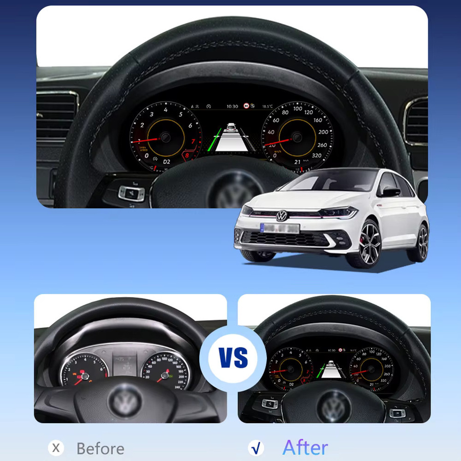 Prelingcar 10,25 Zoll Android Digital Cluster Dashboard für VW Passat B6 B7 CC 2007-2011 Navigation Radio Panel in Schwarz - Bild 6