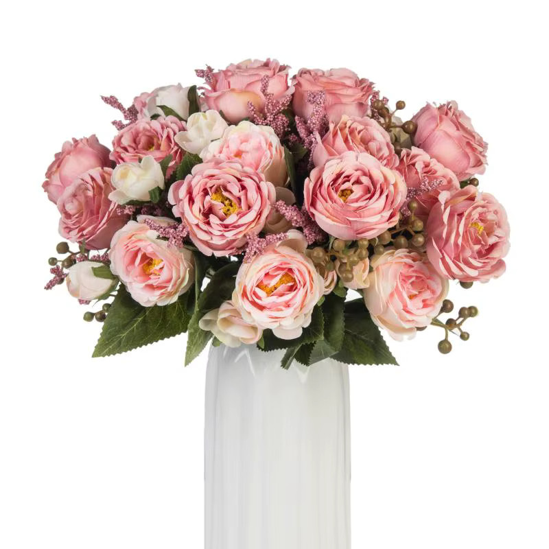 Künstliche Pfingstrosen aus Seide in Weiß und Pink für deine Tischdekoration, Hochzeit und Party-Girlanden - Bild 2
