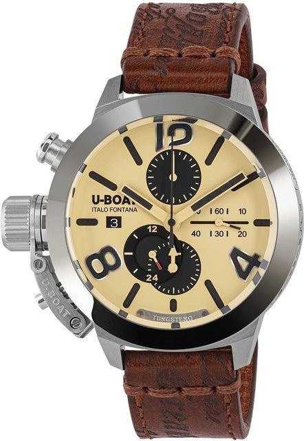 U-Boat Herrenuhr Automatik Chronograph, Edelstahl, 45 mm, Leder, Schwarz - Bild 1