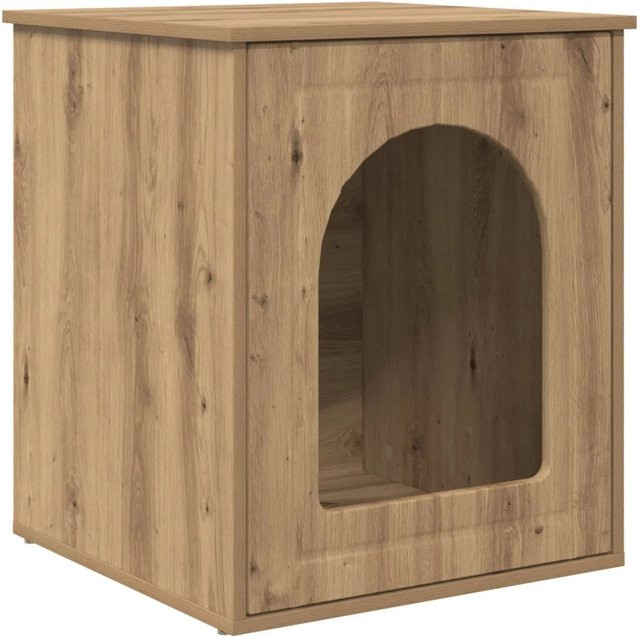 vidaXL Katzenhaus aus Holzwerkstoff in Eiche Optik, Farbe Braun, B/T/H: 53 x 52 x 62 cm - Bild 1