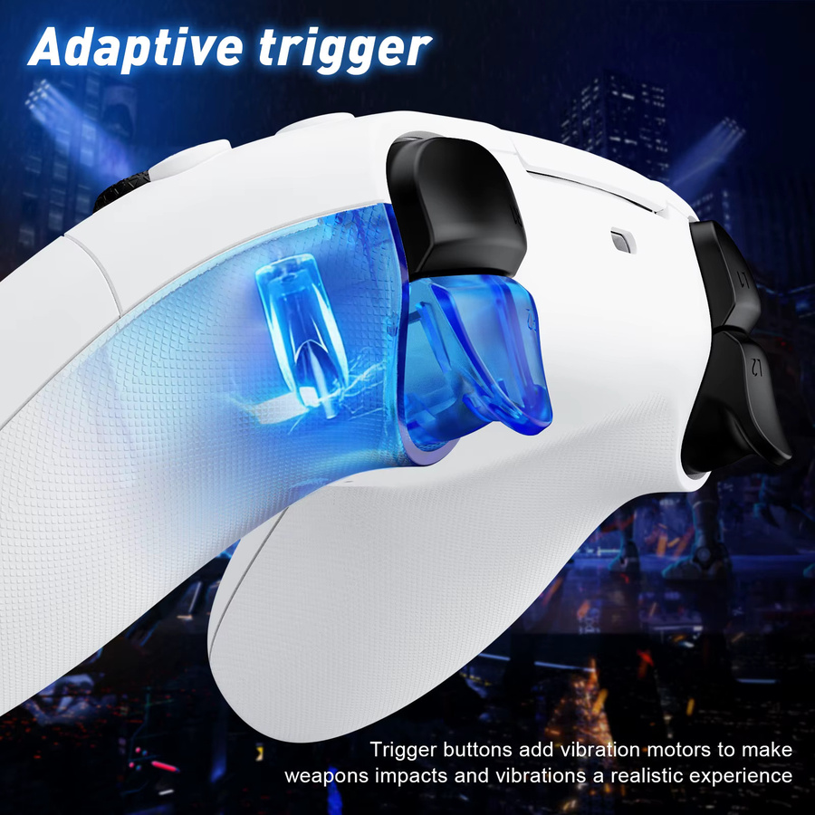 Turpow Kabelloser Gamepad-Controller für PlayStation 5 in Schwarz und Weiß mit Turbo-Funktion, DualSense-Vibration, externem Mikrofon und adaptiven Trigger-Tasten - Bild 4