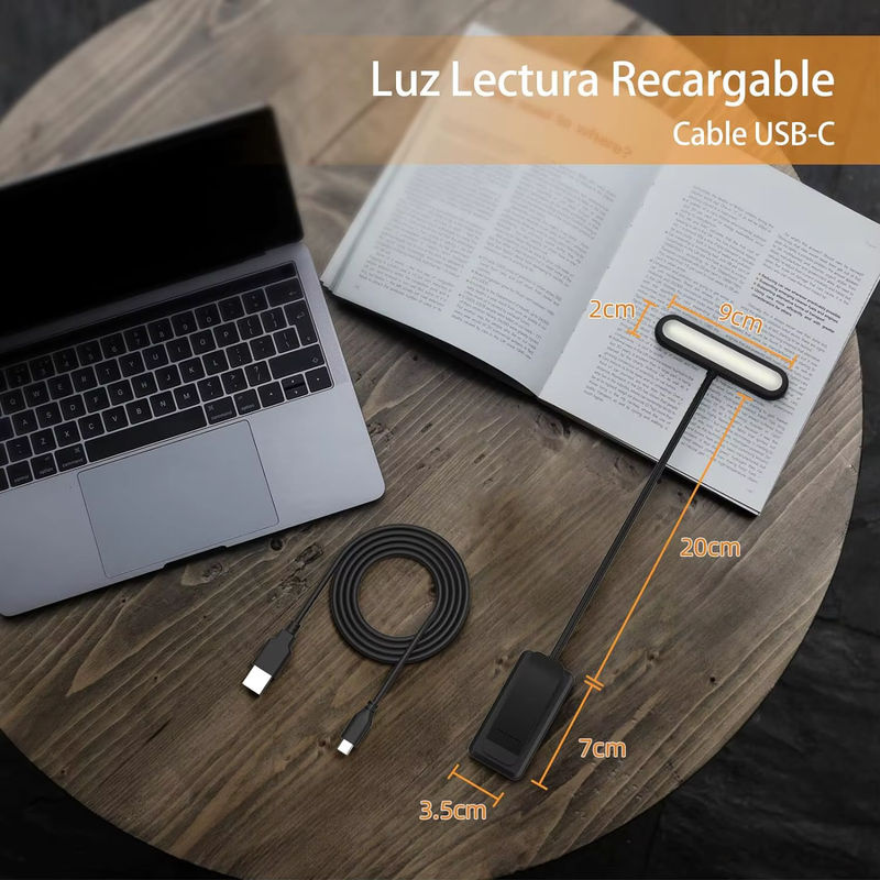 USB-aufladbare 14-LED-Buchlampe in Schwarz mit verstellbarer Lichtfarbe und Clip-Befestigung - Bild 5