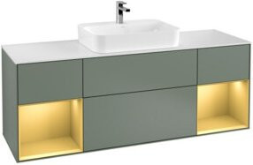 V&B Waschtischunterschrank Finion in Platin mit goldfarbenen Griffen und lackierter Oberfläche, B/T/H: 160 x 60 x 50,1 cm - Bild 1