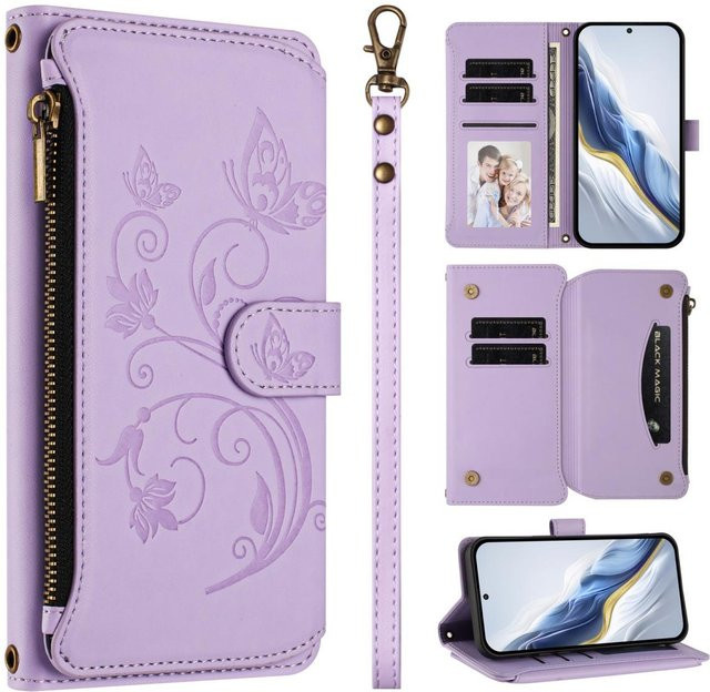 Leder Kartenhalter Handyhülle für Nothing Phone 3a, 3a Pro, 3a Lite, 2a und CMF Phone 2 Pro in Purple - Bild 1